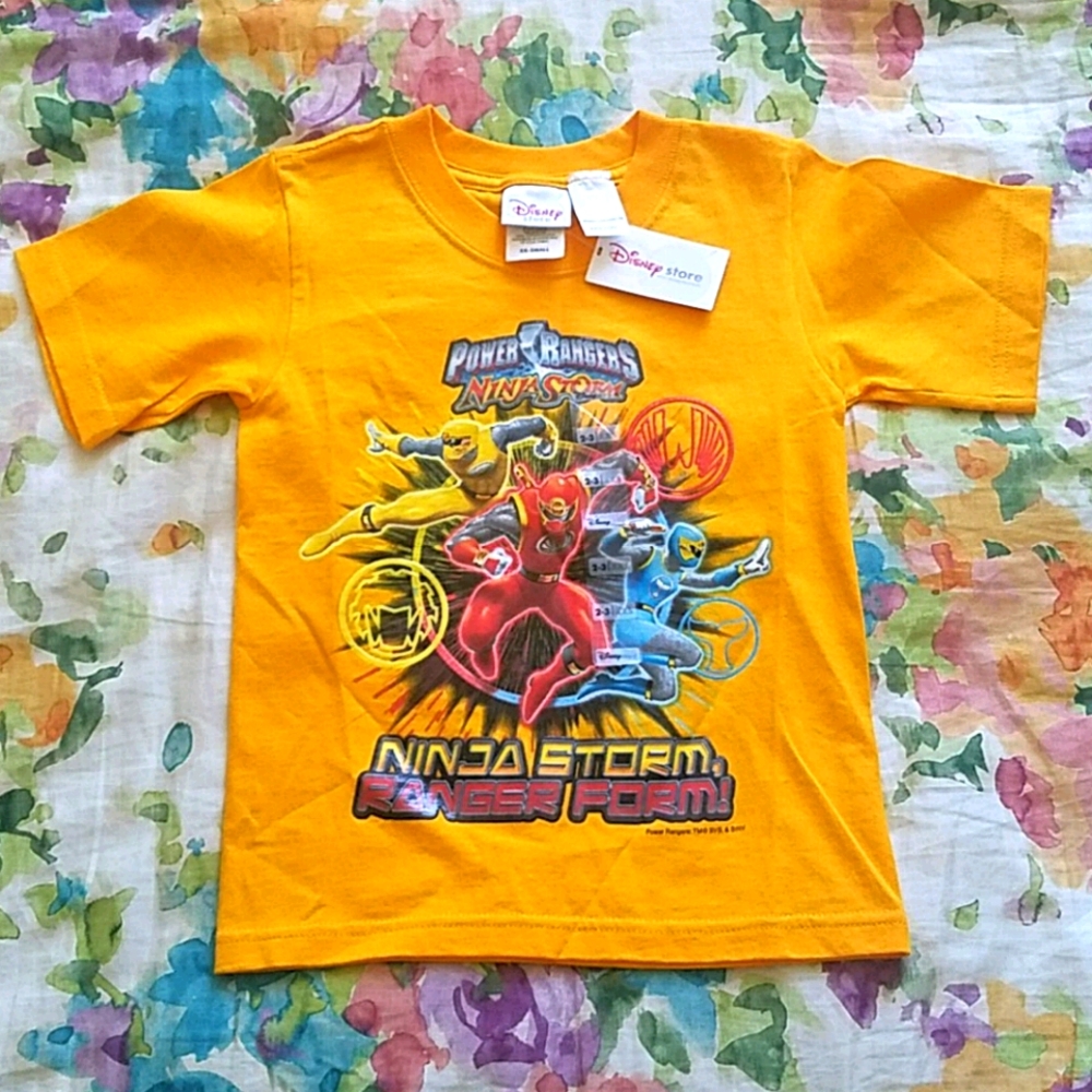 NWT Disney Power Rangers yellow short-sleeved tee shirt. Kid's size XXS(2-3).